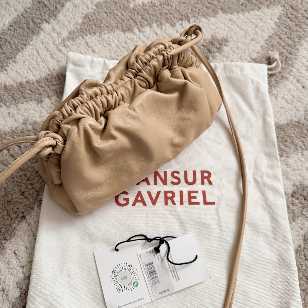 Mansur Gavriel Mini Cloud Leather Clutch  Sand